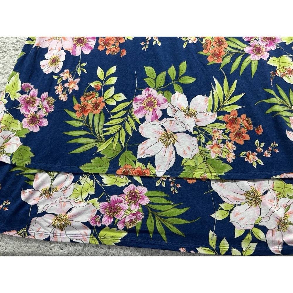 J. Jill Blue Floral Tank Sleeveless Shift Dress Size L Tropical Casual Women - Picture 9 of 9